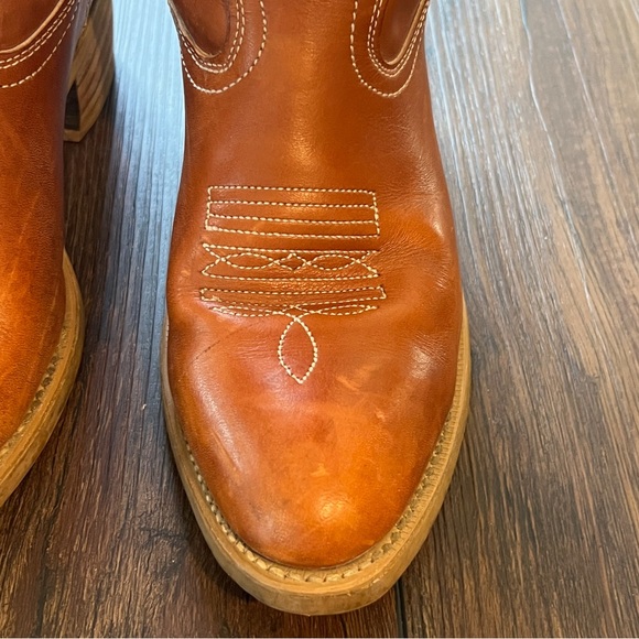 Landis Cognac Brown Country Western Leather Cowboy Boots Mens Sz 10 - Picture 6 of 16